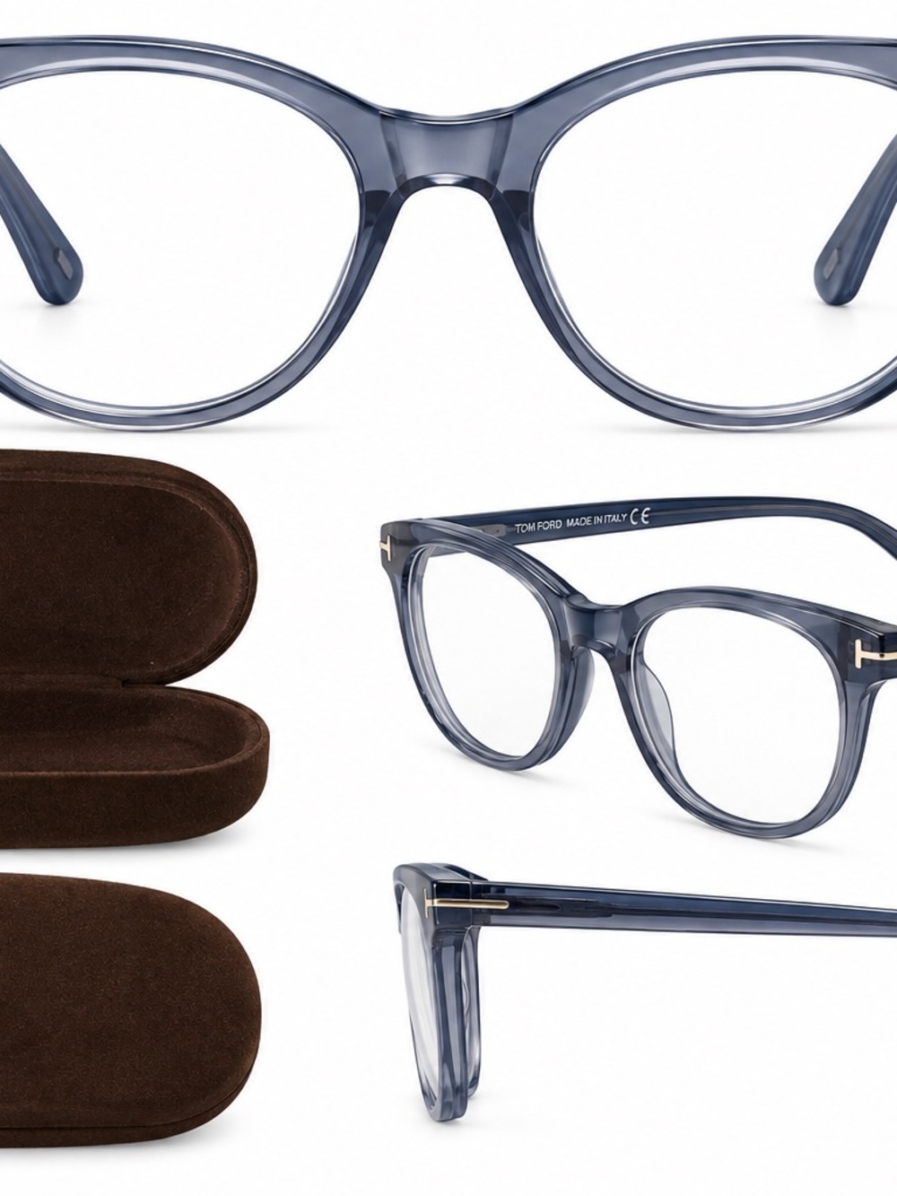 Tom Ford Translucent Slate Blue Acetate Glasses